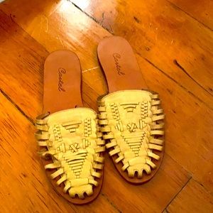 Brand new Macas vintage gold slip on mules